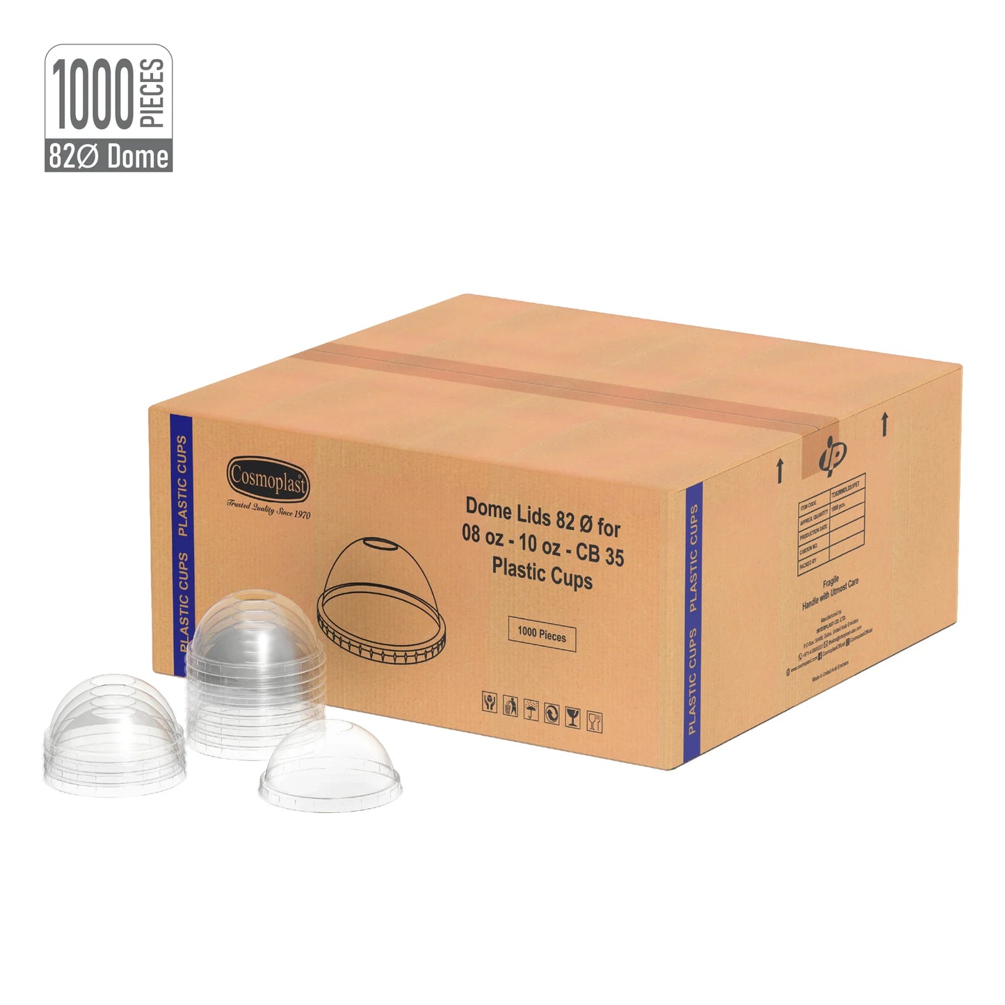 Wholesale Dome Lids 82 mm for Plastic Cups-Cosmoplast Oman