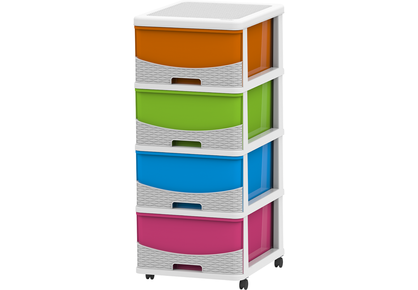 Cedarattan 4 Tiers Storage Cabinet with Drawers & Wheels