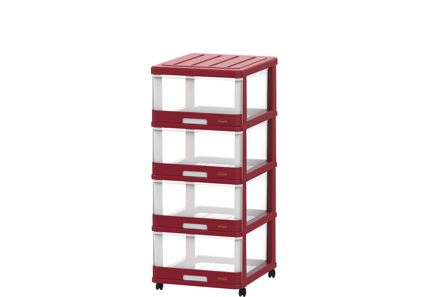 4 Tiers Storage Cabinet with Drawers & Wheels