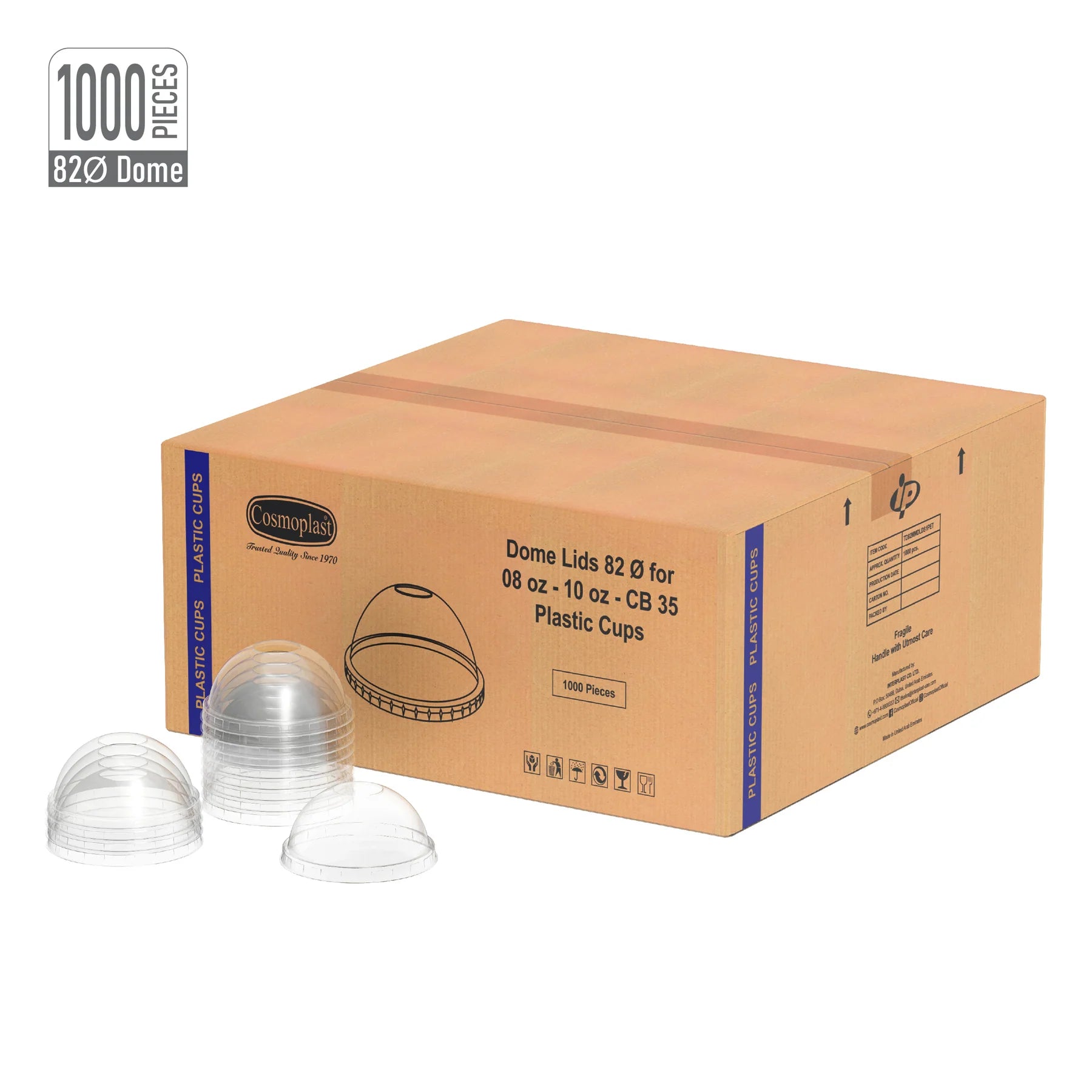 Wholesale Dome Lids 82 mm for Plastic Cups-Cosmoplast  Oman 