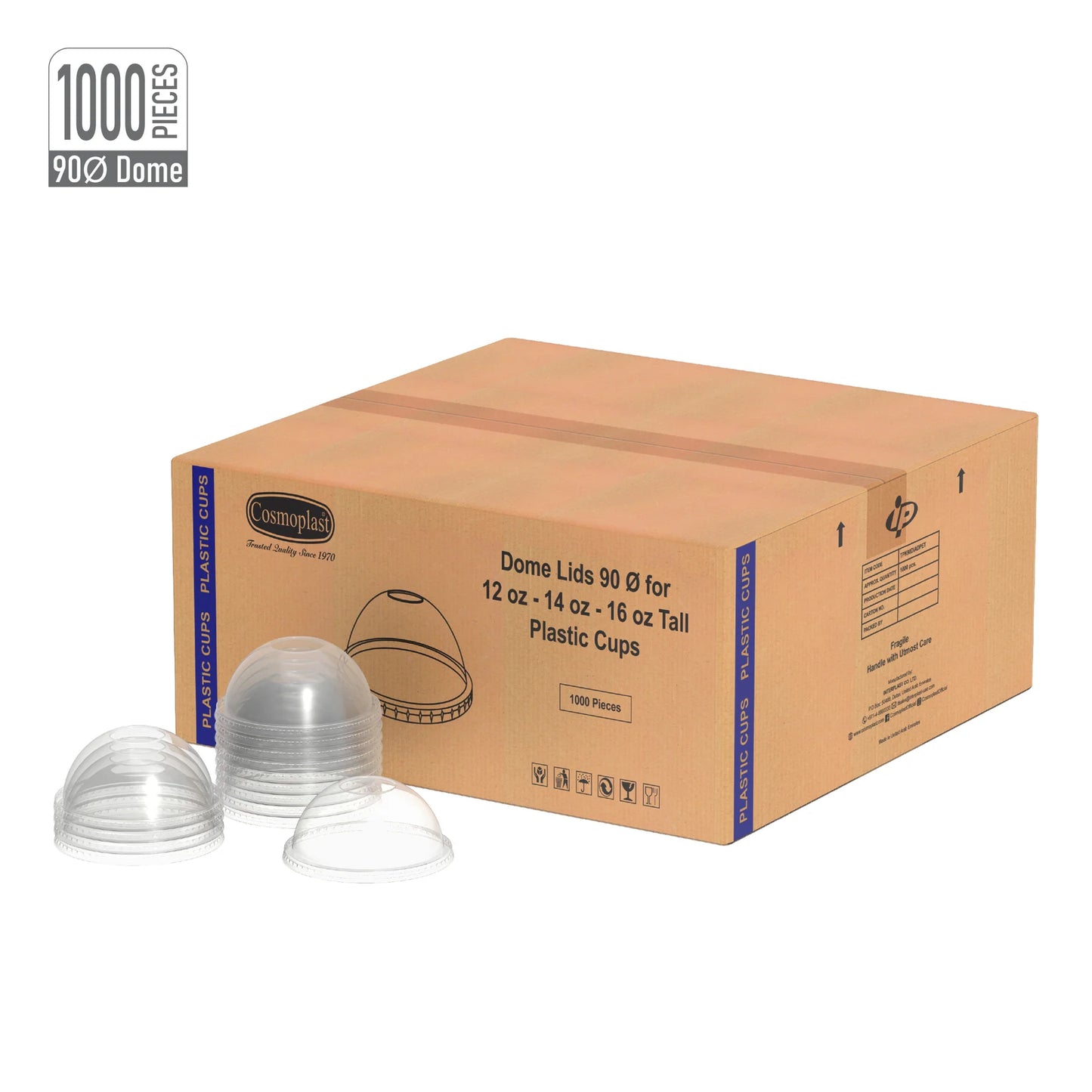 Wholesale Dome Lids  for Plastic Cups- Cosmoplast Oman 