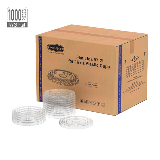 97mm Wholesale Plastic Flat Lids  for Cups- Cosmoplast Oman 