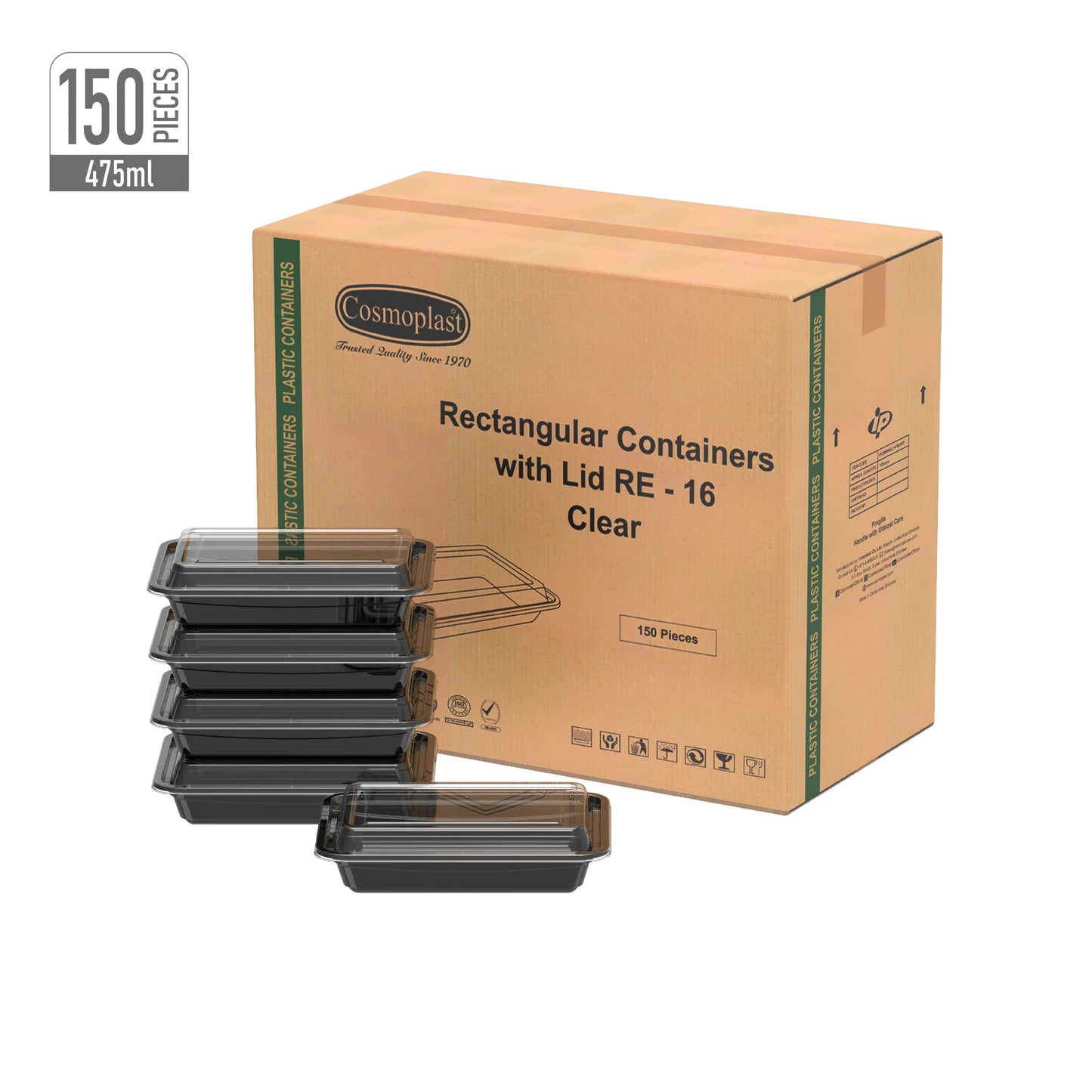 Wholesale Plastic Food Containers  475 ml- Cosmoplast Oman