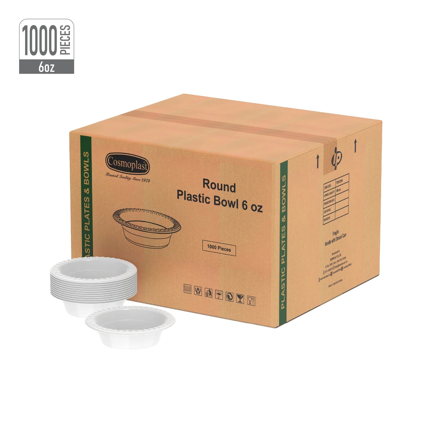 Wholesale Plastic Round Bowls 6 oz 1000 Pcs- Cosmoplast Oman 
