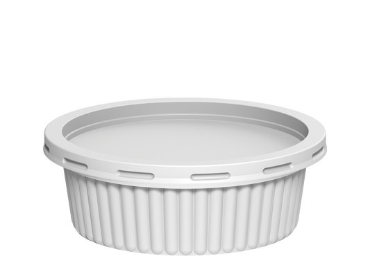225 ml Carton of 1000 Plastic White Ribbed Catering Containers with White Lids