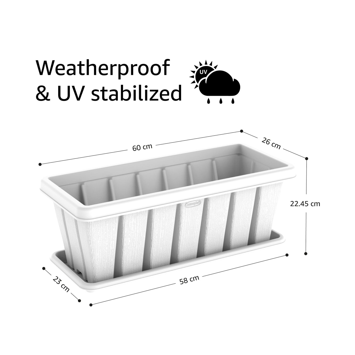 24" Cedargrain Rectangular Planter with Tray