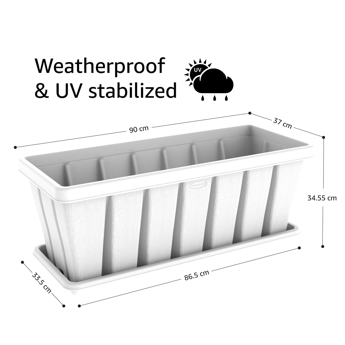 36" Cedargrain Rectangular Planter with Tray