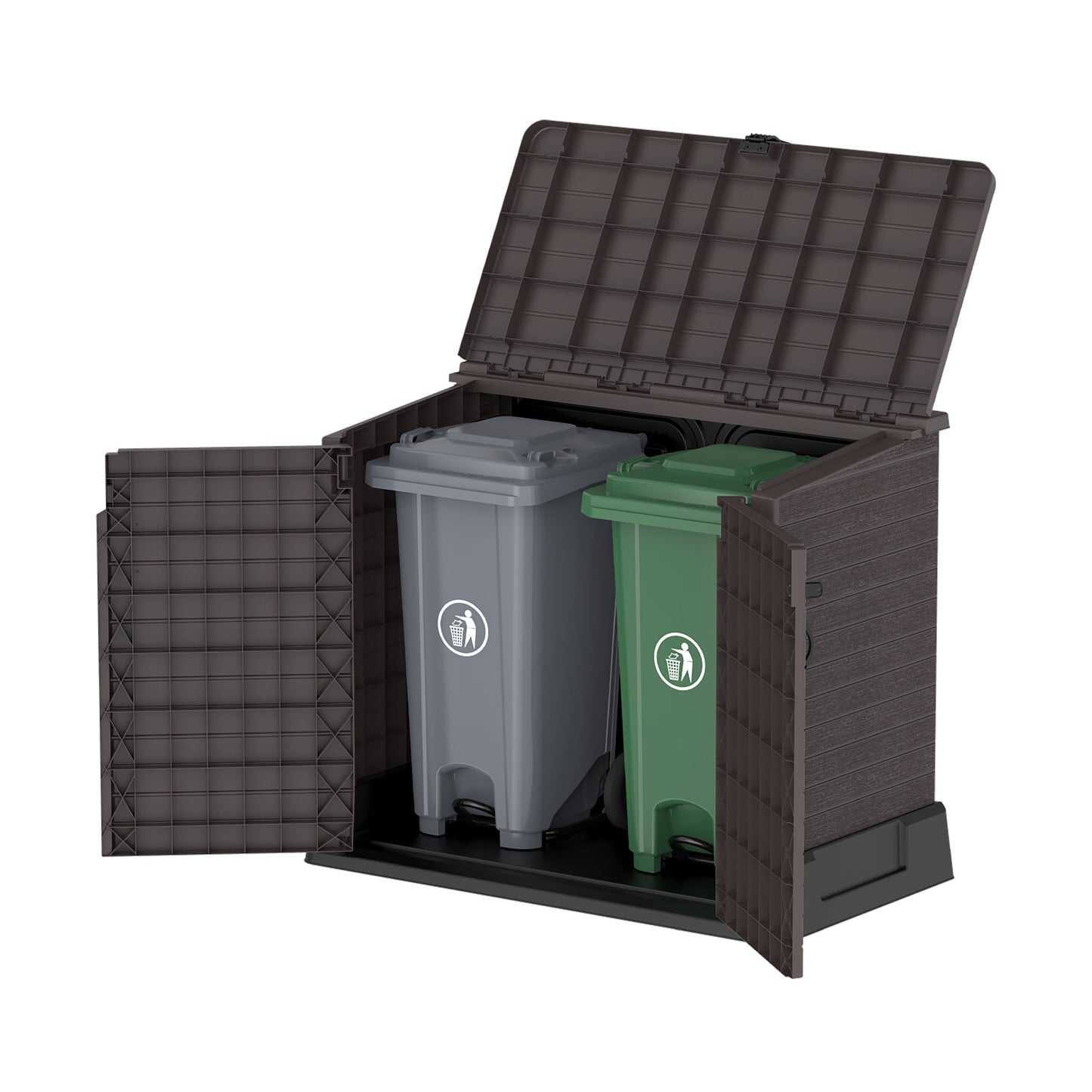 Cedargrain 850L Small Storage Shed + 120L Outdoor Waste Bins x2