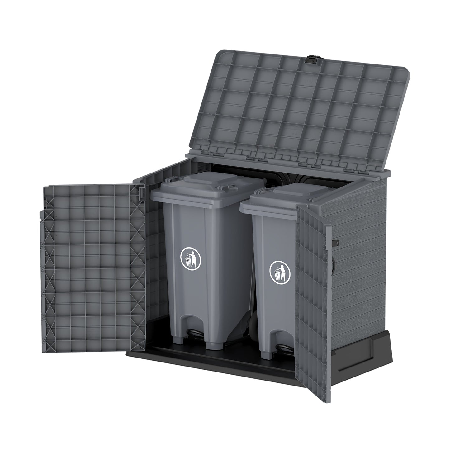 Cedargrain 850L Small Storage Shed + 120L Outdoor Waste Bins x2