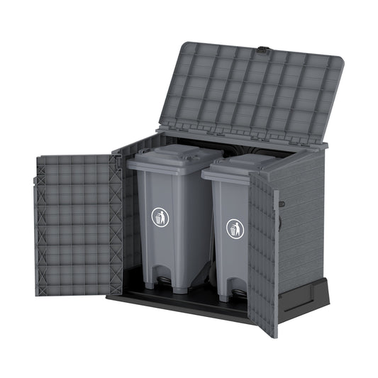 Cedargrain 850L Small Storage Shed + 120L Outdoor Waste Bins x2