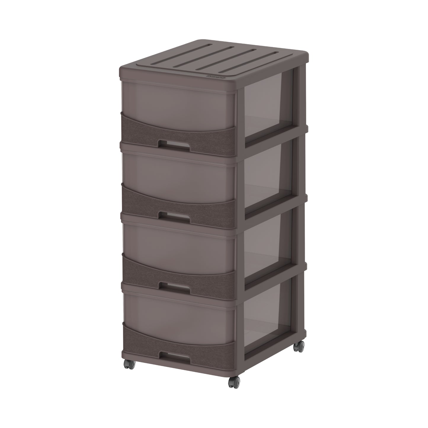 Cedargrain 4 Tiers Storage Cabinet with Drawers & Wheels