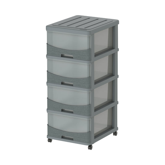 Cedargrain 4 Tiers Storage Cabinet with Drawers & Wheels