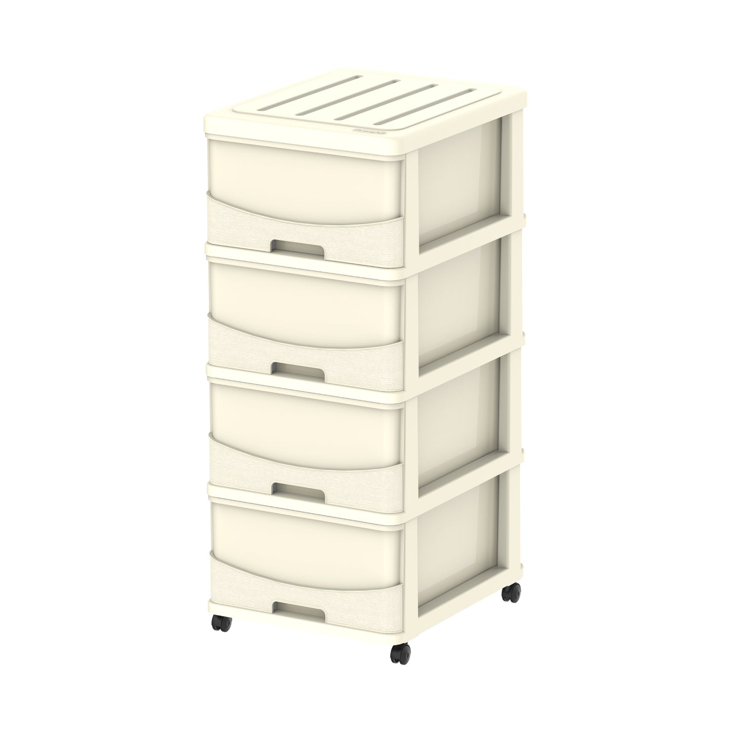 Cedargrain 4 Tiers Storage Cabinet with Drawers & Wheels