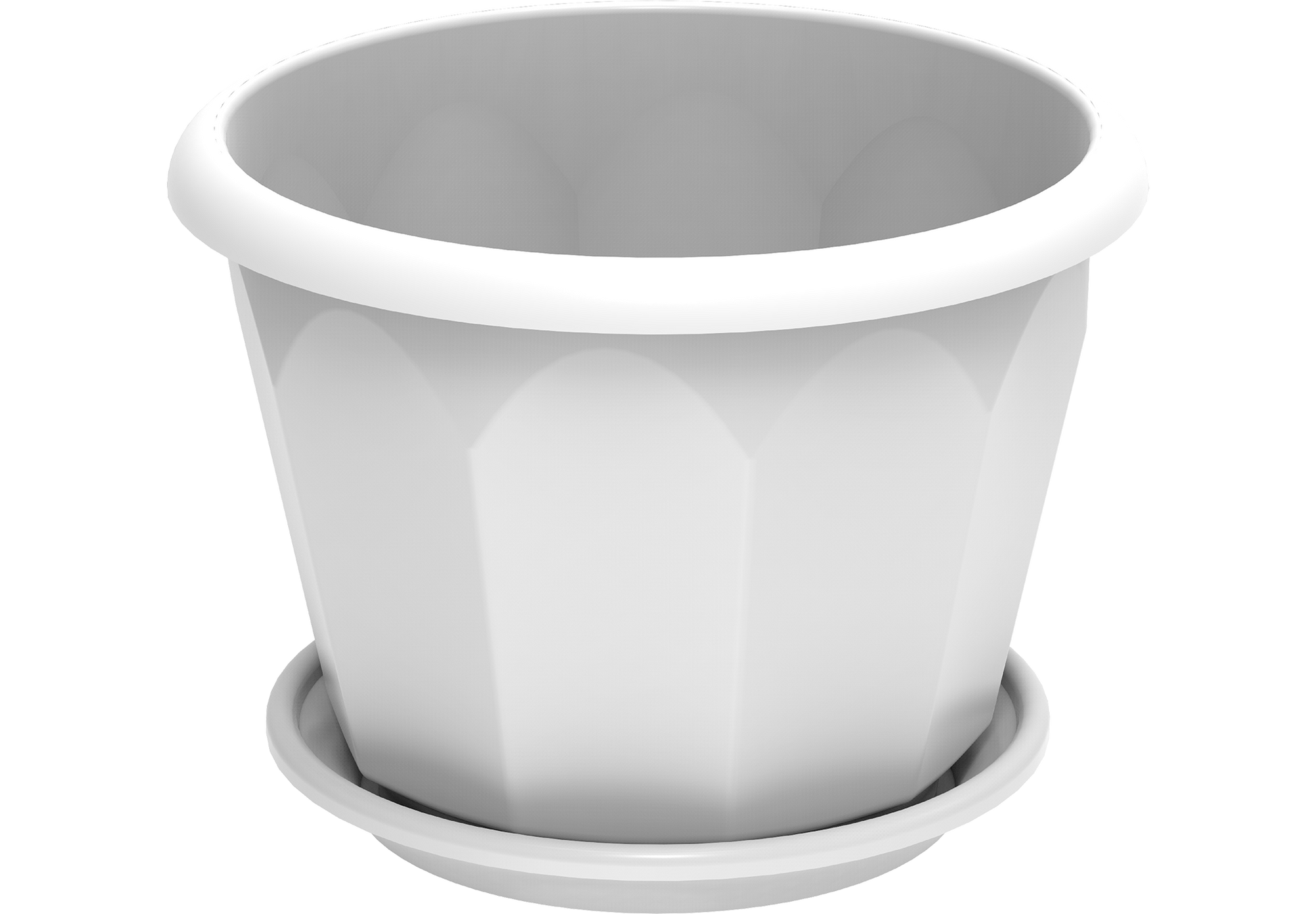 10" hexagonal flowerpot with tray white