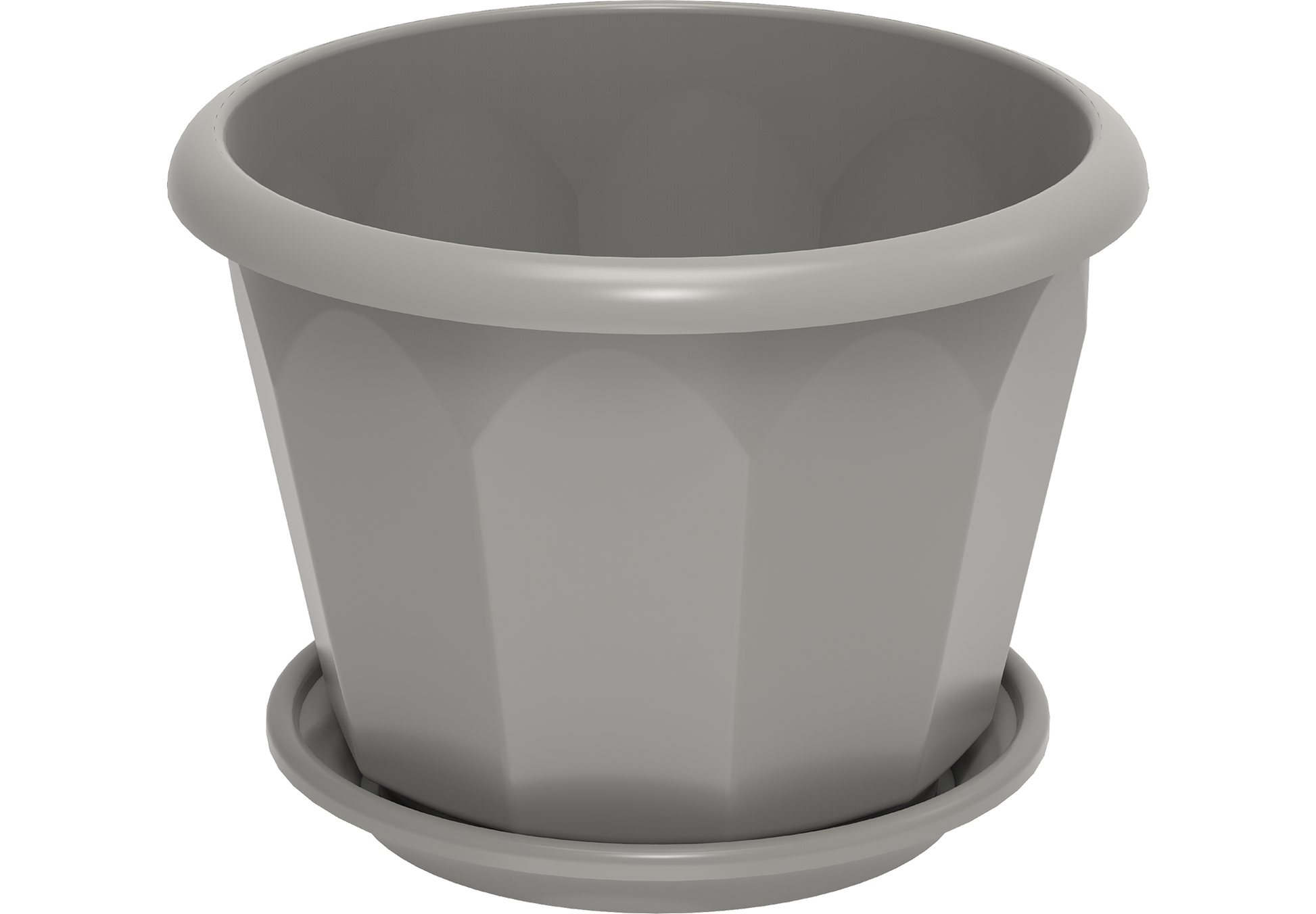 10" hexagonal flowerpot with tray grey