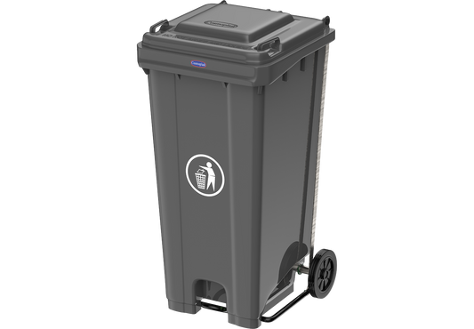 120L Industrial Waste Bin with Pedal & Wheels