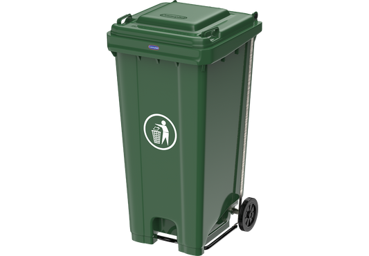 240L Industrial Waste Bin with Pedal & Wheels