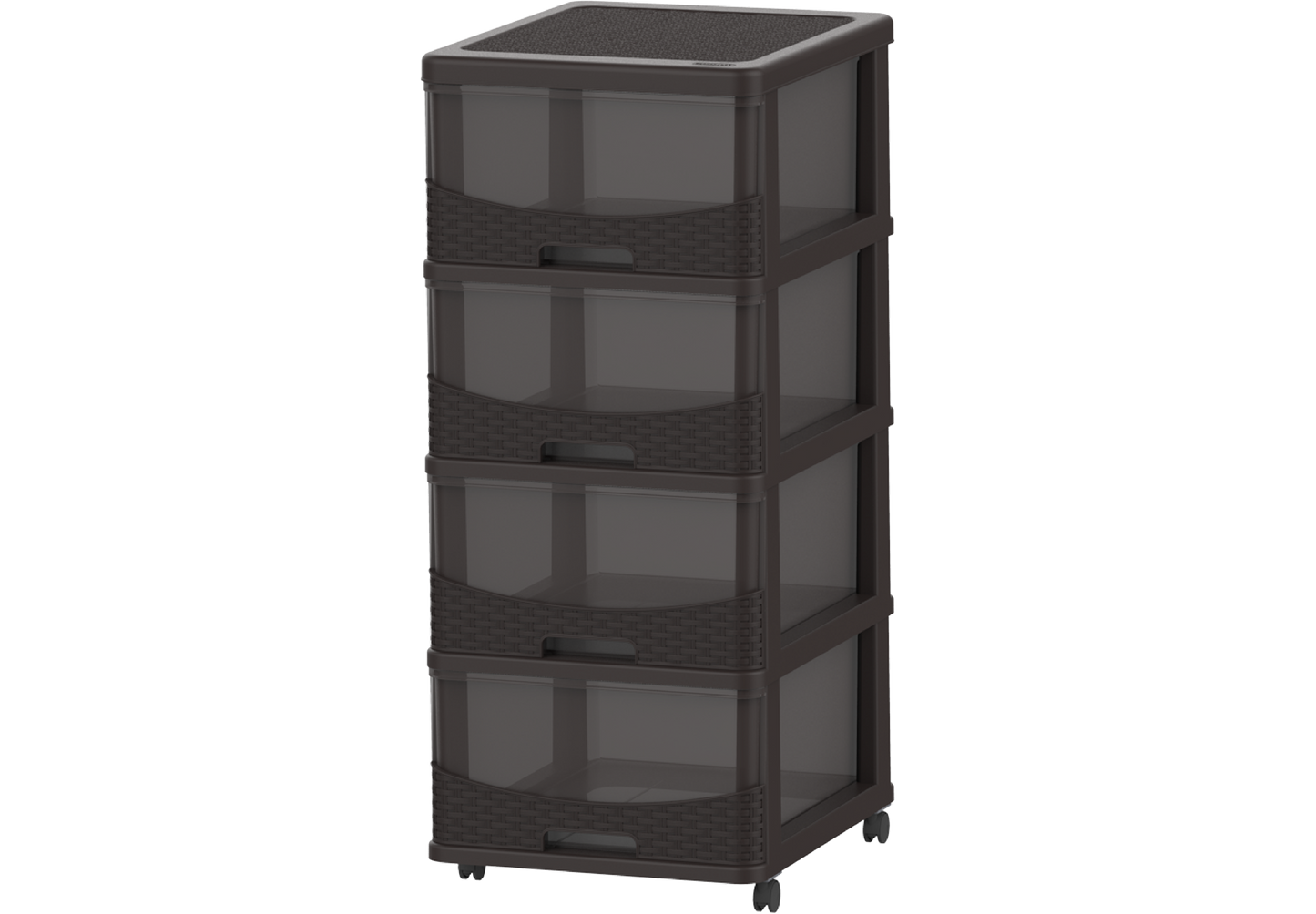 Cedarattan 4 Tiers Storage Cabinet with Drawers & Wheels