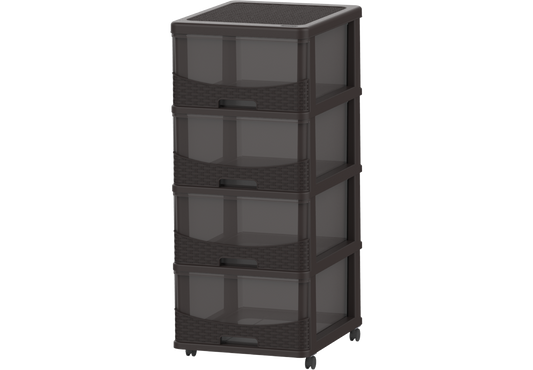 Cedarattan 4 Tiers Storage Cabinet with Drawers & Wheels