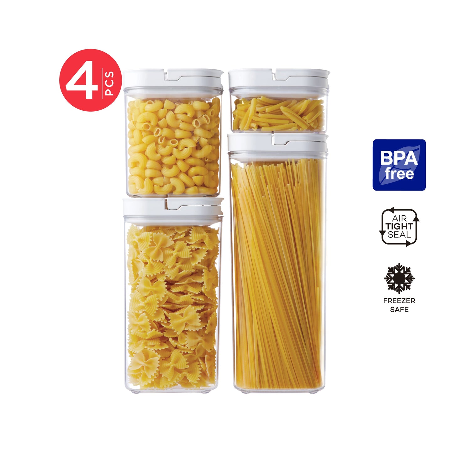 Lock2Go Square Fliplock Canisters 4 Pcs. Set