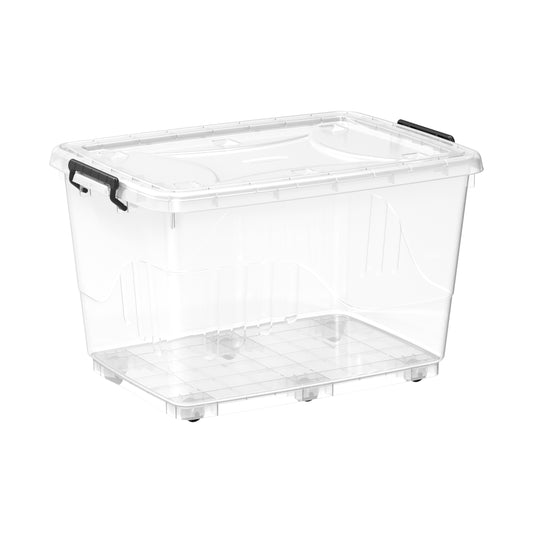 132L Clear Plastic Storage Box with Wheels & Lockable Lid