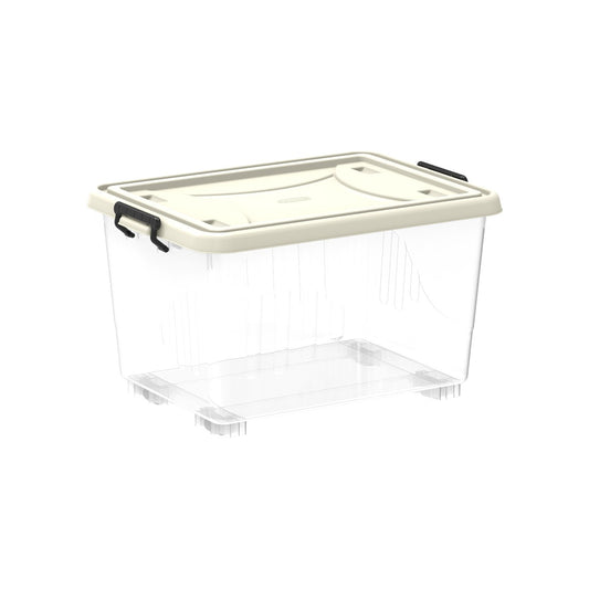 33L Clear Plastic Storage Box with Wheels & Lockable Lid