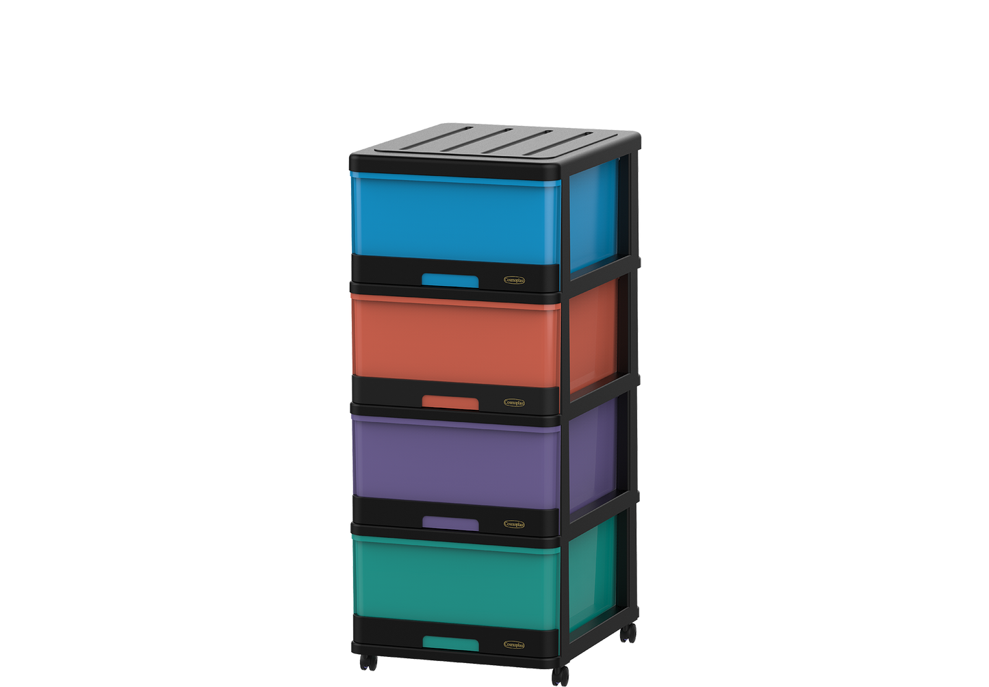 4 Tiers Storage Cabinet with Drawers & Wheels