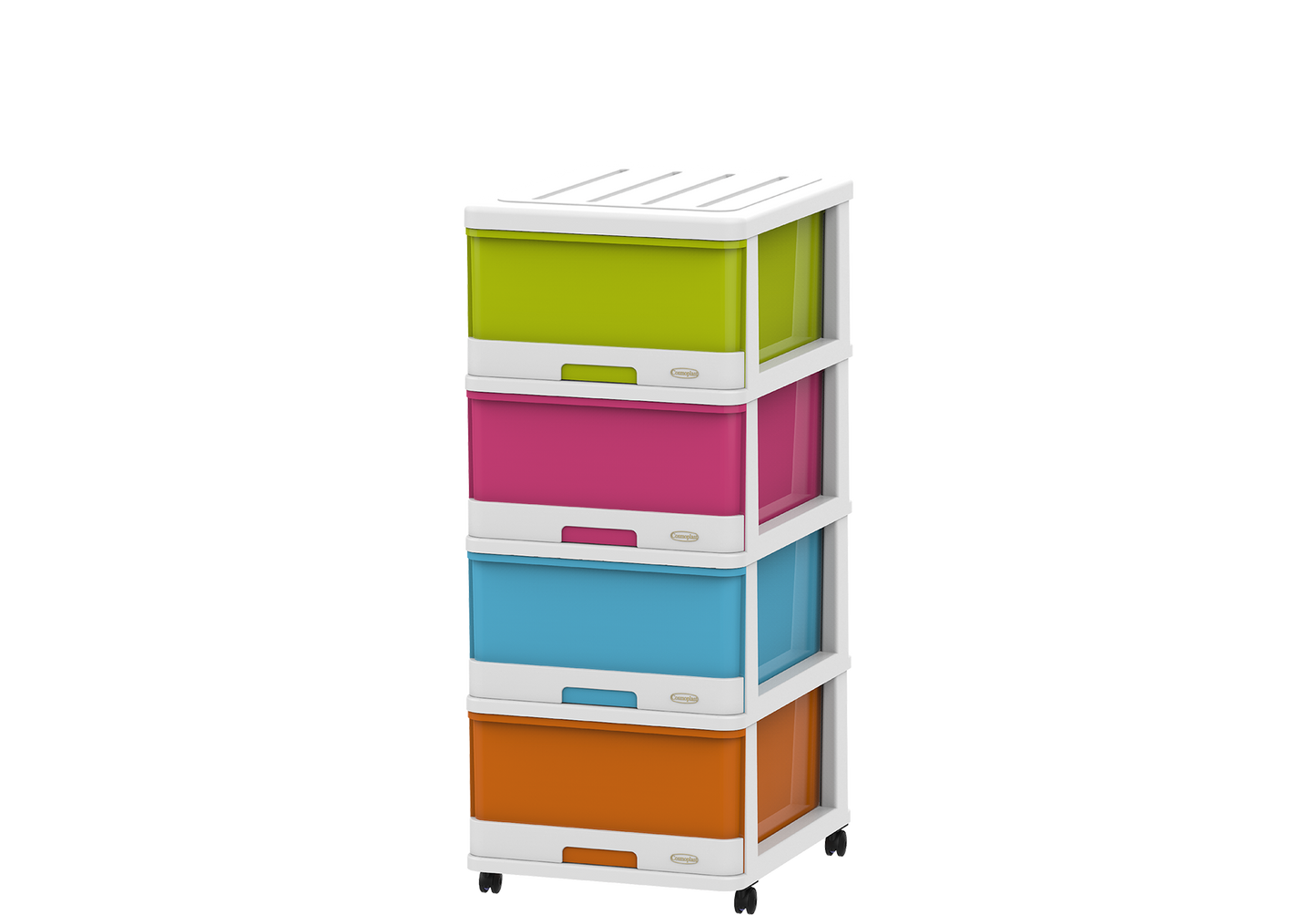4 Tiers Storage Cabinet with Drawers & Wheels
