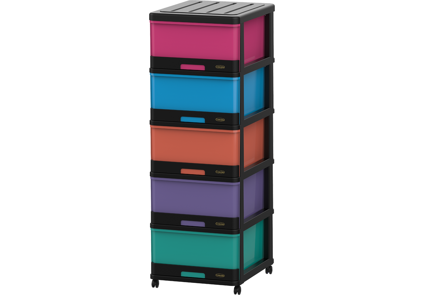 5 Tiers Storage Cabinet with Drawers & Wheels