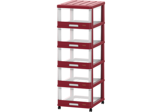 5 Tiers Storage Cabinet with Drawers & Wheels