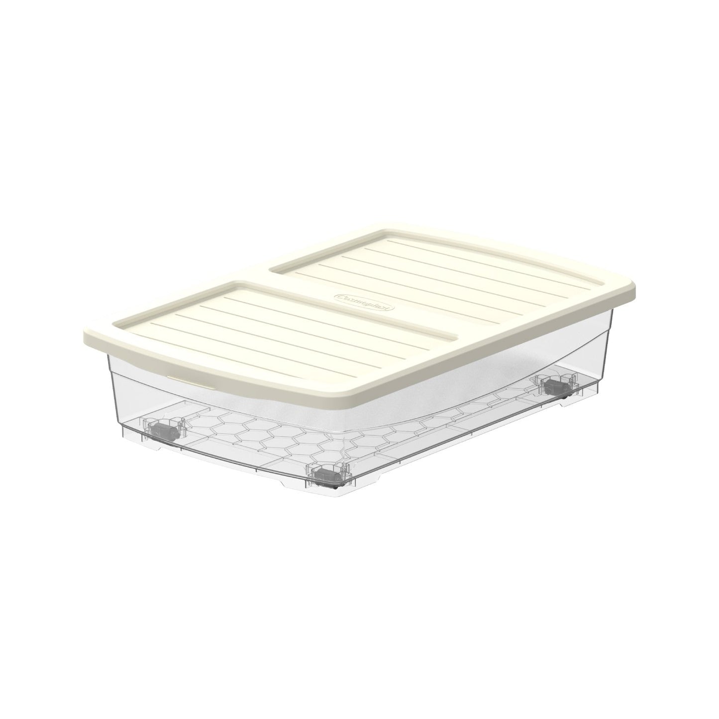 25L Clear Plastic Underbed Storage Box with Wheels & Lockable Lid