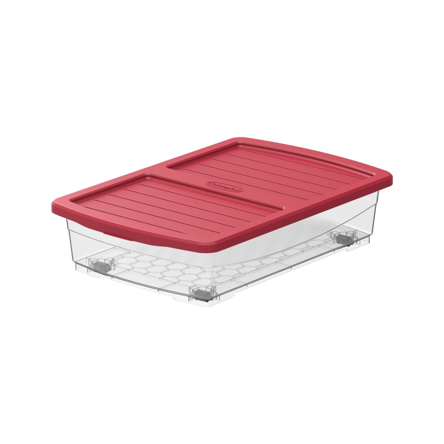 25L Clear Plastic Underbed Storage Box with Wheels & Lockable Lid