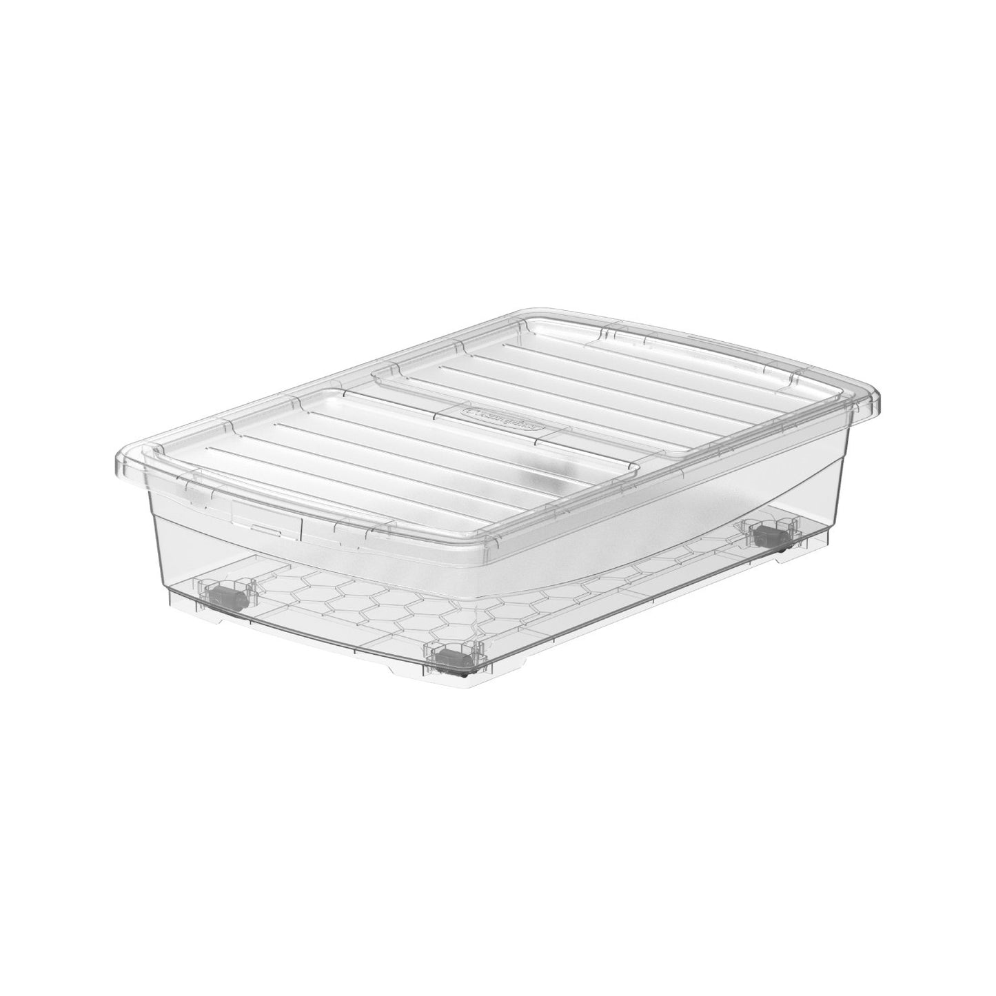 25L Clear Plastic Underbed Storage Box with Wheels & Lockable Lid