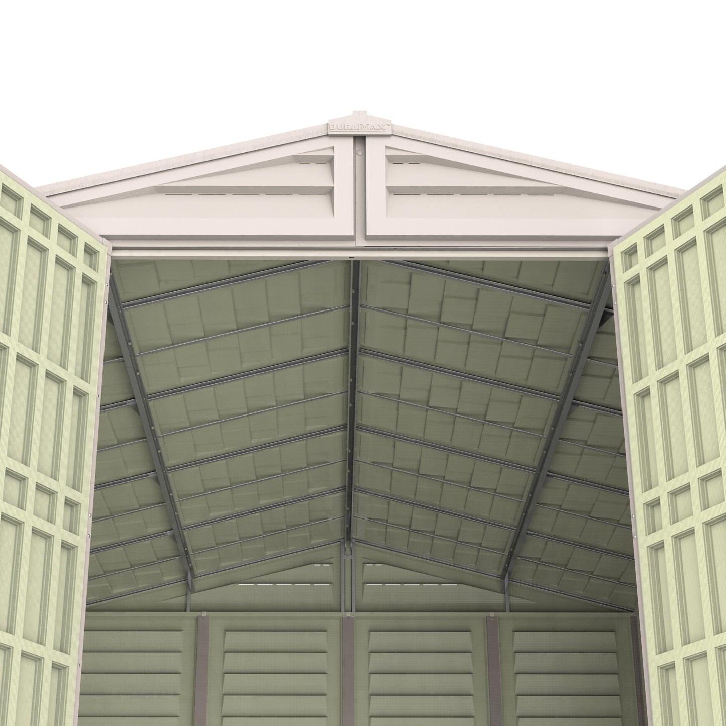 WoodBridge 10.5x13ft 324.8 x 405 x 233.2 cm Resin Garden Storage Shed with FREE Shelving Rack 4