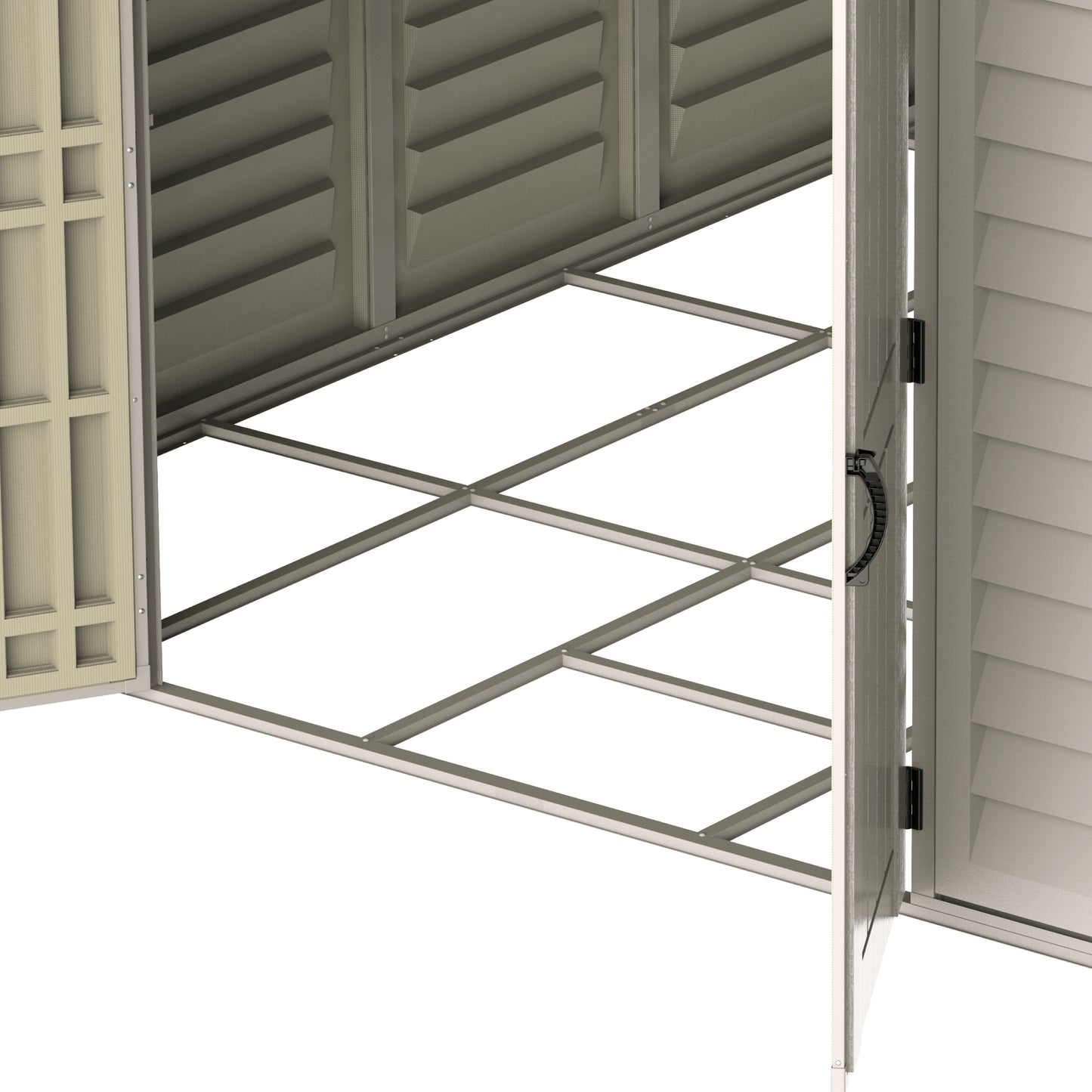 WoodBridge 10.5x13ft 324.8 x 405 x 233.2 cm Resin Garden Storage Shed with FREE Shelving Rack 4