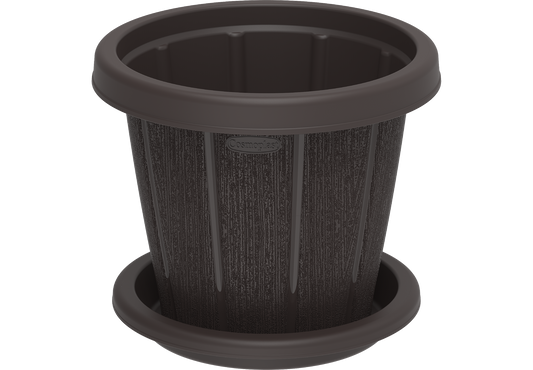Cedargrain 6" Flowerpot with Tray