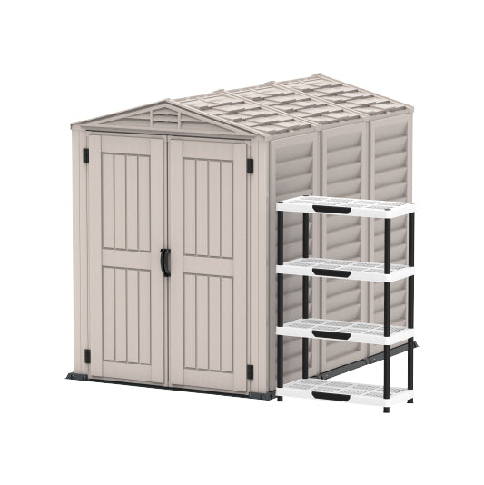 YardMate PLUS 5x8ft 250 x 161 x 210 cm Resin Garden Storage Shed with Shelving Rack 4