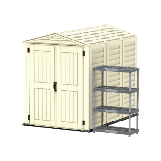 YardMate PLUS 5x8ft 250 x 161 x 210 cm Resin Garden Storage Shed with Shelving Rack 4